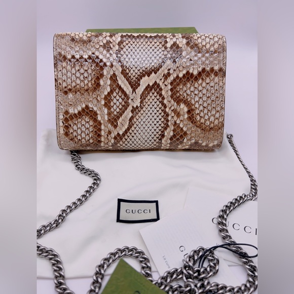 ❌SOLD❌NWT Authentic GUCCI Dionysus Mini Snakeskin Leather Chain Wallet Bag - Picture 3 of 16